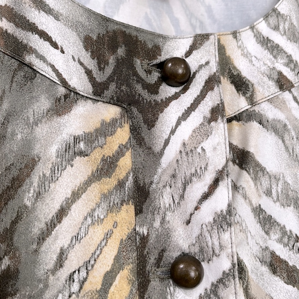 Chico’s Animal Print Green Gray Lightweight Blazer Jacket, Size XL - Picture 6 of 14